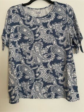 Croft & Barrow Blue Paisley Soft Short-Sleeve Top